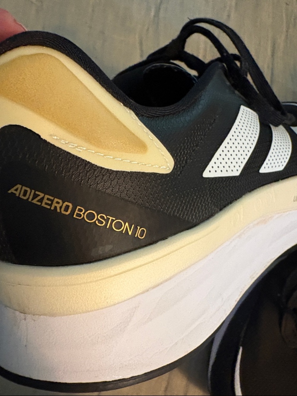 adidas Men's Black, White and Cream Adizero Boston 19 Running Shoes, 11.5 - Picture 2 of 11